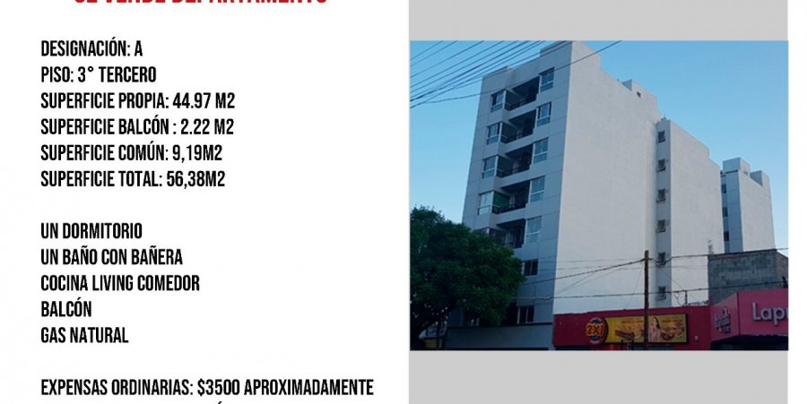 Departamento en Venta en Córdoba con 1 dorm., 2 amb. y 45 m2 cubiertos - imagen 1