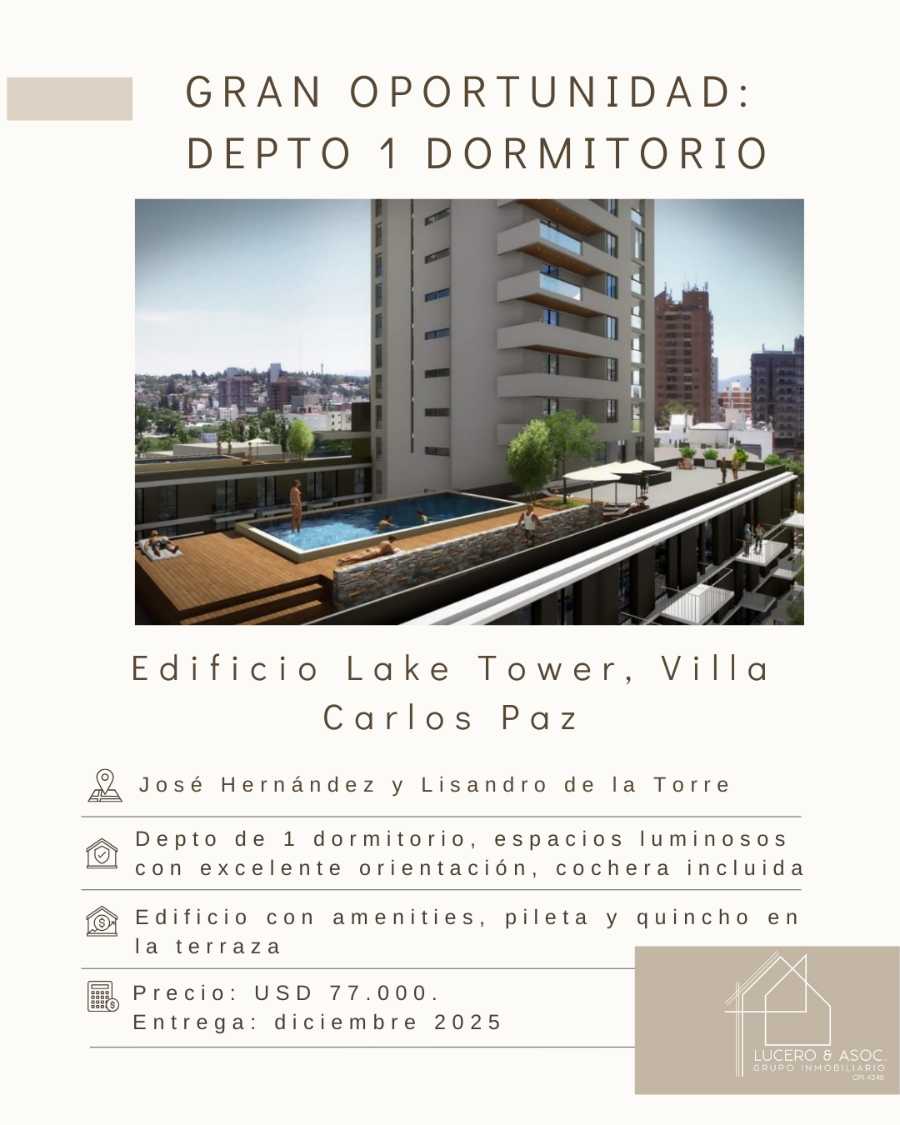 OPORTUNIDAD!! DEPTO 1 DORMITORIO. EDIFICIO LAKE TOWER - Imagen 1