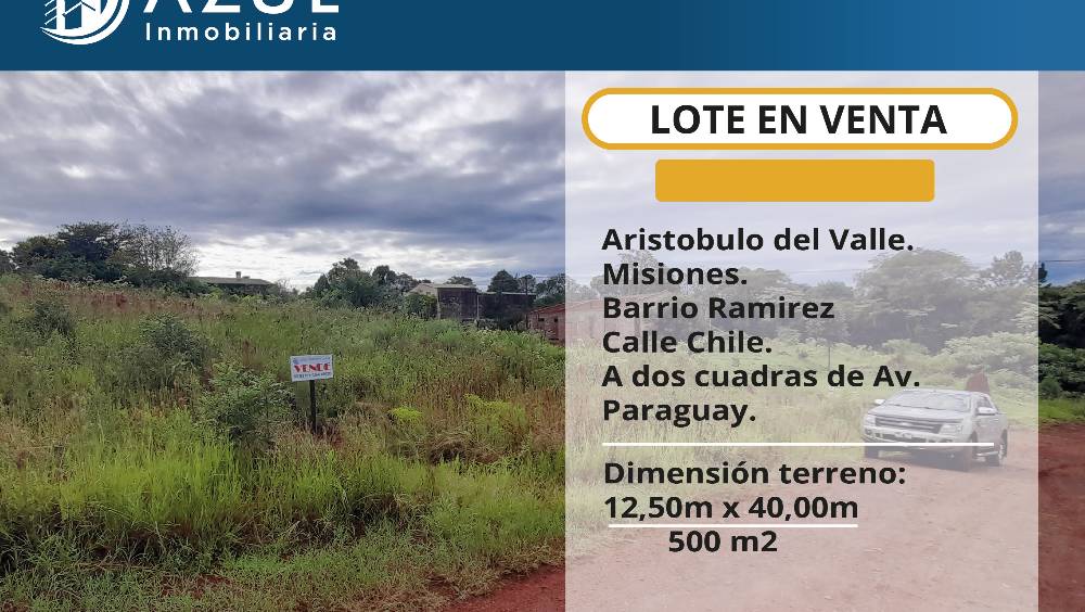 l lote se encuentra a dos cuadras de la Avenida Paraguay en el Barrio Ramírez., Aristobulo del Valle