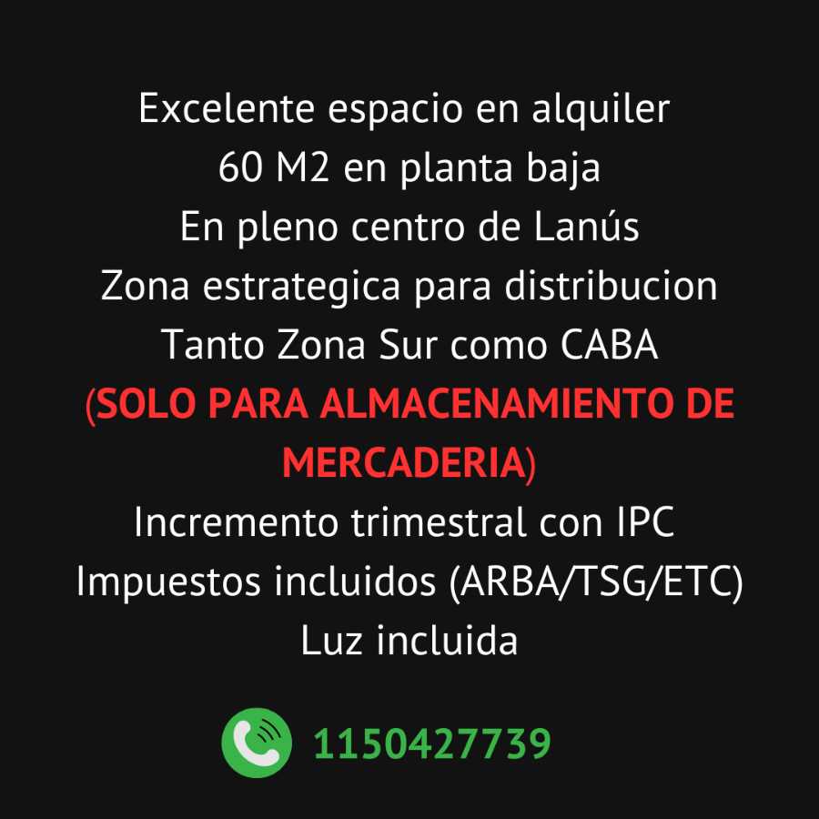 Excelente Galpón en Lanus en Alquiler · dueño directo · cochera · 45 m² de lote - Imagen 3