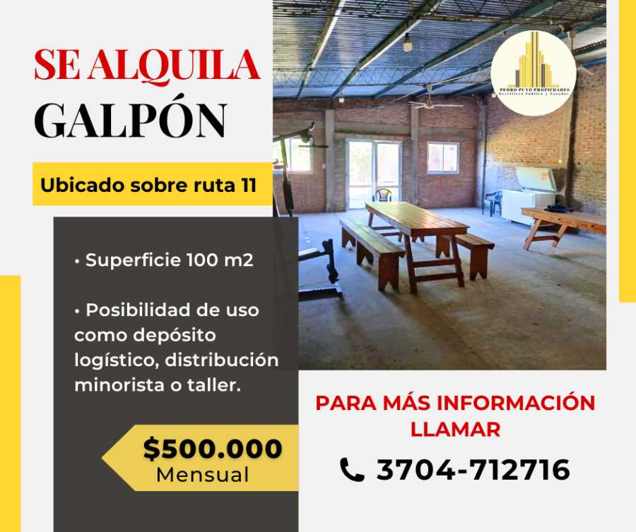 Galpón en alquiler sobre ruta 11 - Imagen 1