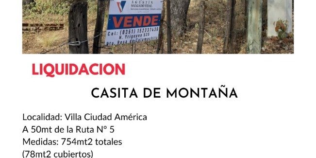 Casa en Venta en Villa Anizacate con 2 dorm., 50 m2 cubiertos y 754 m2 totales - imagen 1