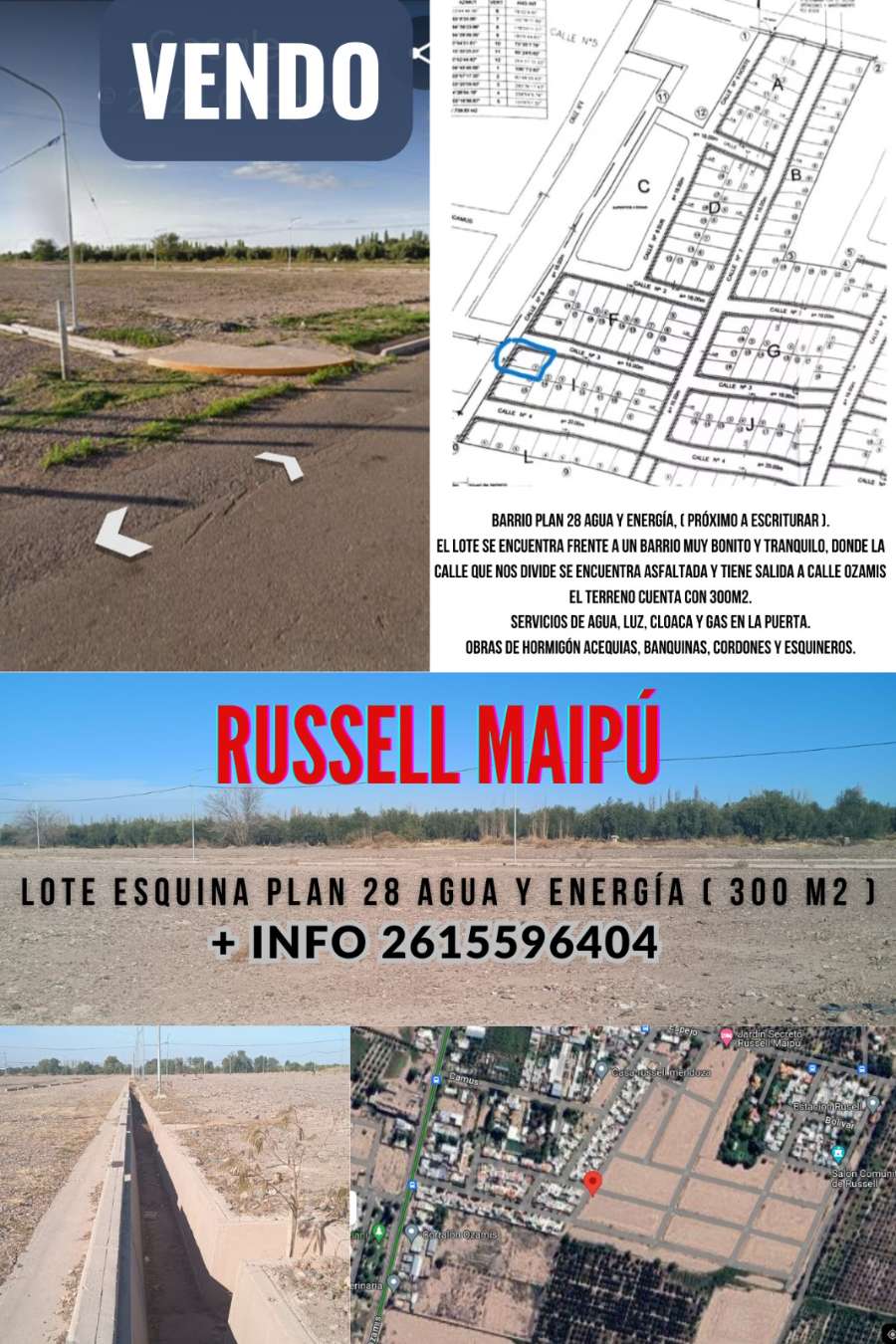 DUEÑO VENDE LOTE ESQUINA PLAN 28 AGUA Y ENERGÍA RUSSELL - Imagen 2