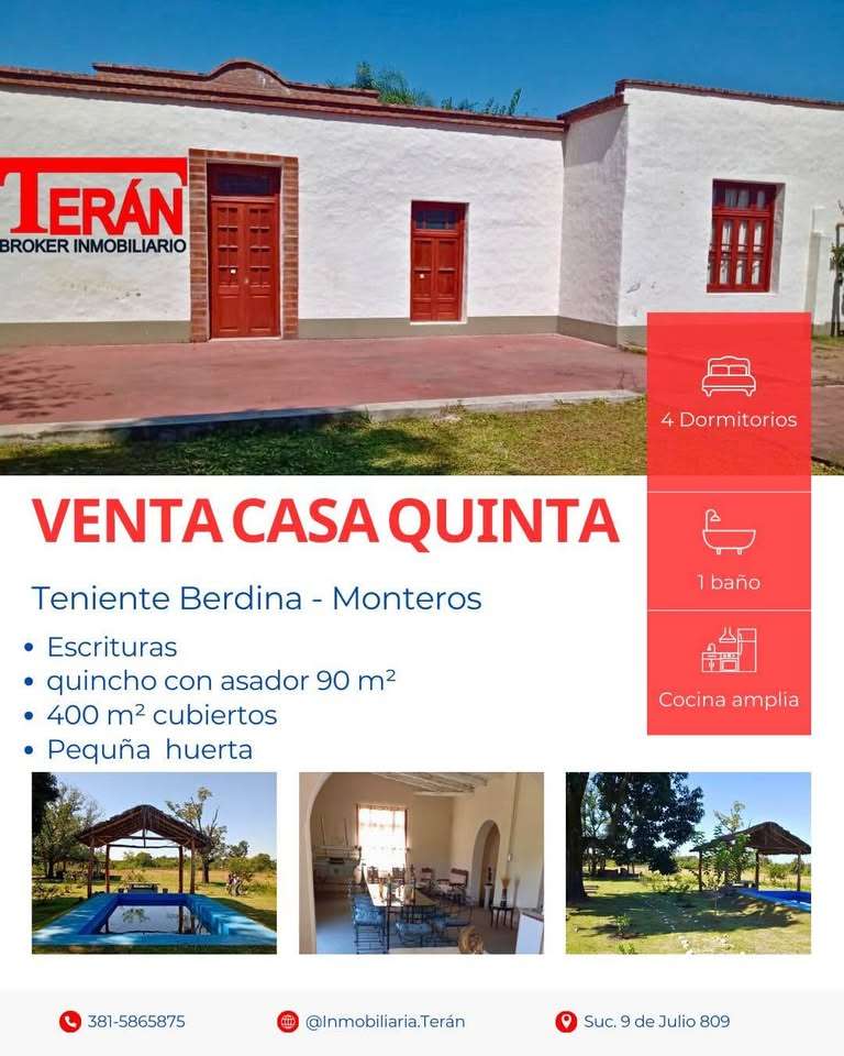 Teniente Berdina Monteros, Casa quinta 2 ha - Imagen 1