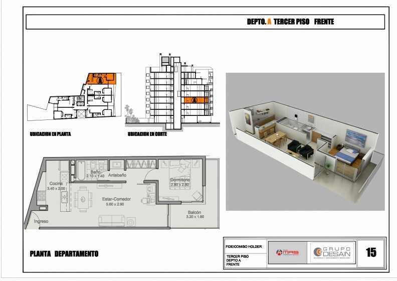 Departamento disponible para la en Venta en Córdoba · dueño directo · 1 dorm · 1 ambientes · 60 m² de lote - Imagen 1
