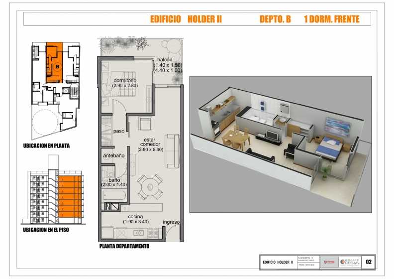 VENTA DPTO 1 DORM EXTERNO CON BALCON - Imagen 1