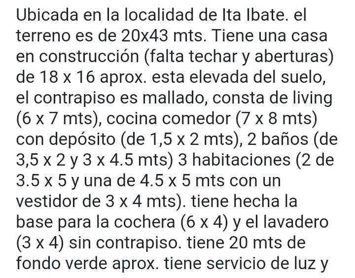 Terreno disponible en Corrientes · frente 20 m · largo 43 m · 860 m² de lote · dueño directo - Imagen 3