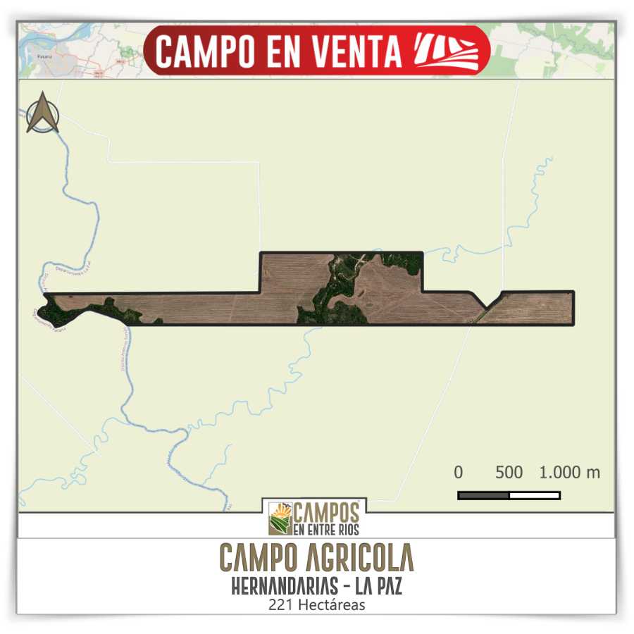 Campo agrícola en venta en Villa Hernandarias, Entre Ríos, 221 ha - Imagen 1