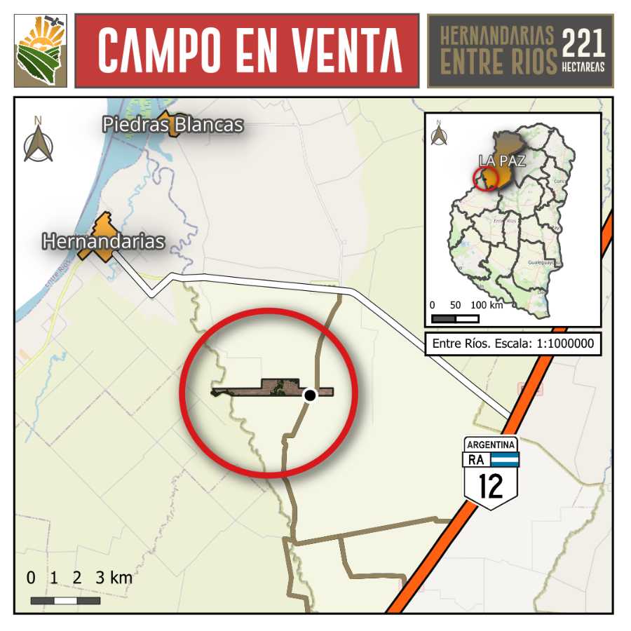 Campo agrícola en venta en Villa Hernandarias, Entre Ríos, 221 ha - Imagen 3