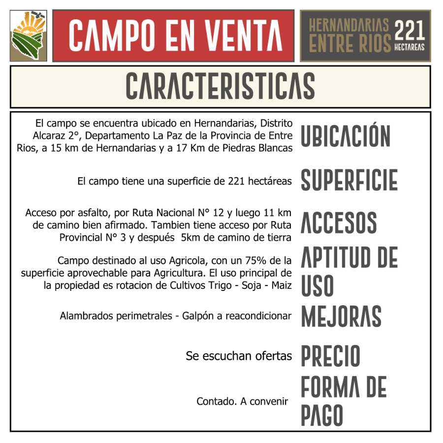 Campo Agrcola En Venta En Villa Hernandarias, Entre Ros, 221 Ha - Campo en Venta en Villa Hernandarias con Agrícola y 221 ha - imagen 6