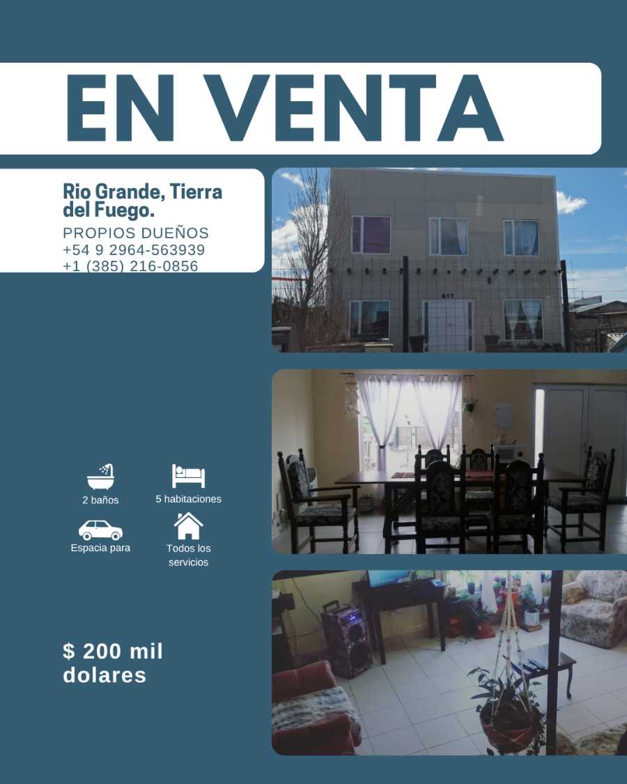Casa en Rio Grande para en Venta · dueño directo · 4 o más dorm · 200 m² de lote - Imagen 1