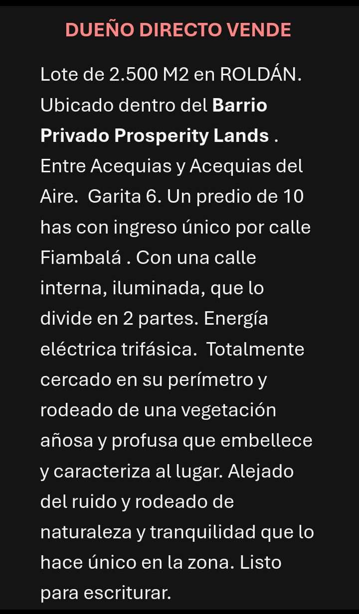 Terreno En Venta En Barrio Privado De Roldn, Santa Fe, Forestado Y Perimetrado - Terreno en Venta en Roldan con 2.500 m2 de terreno - imagen 9